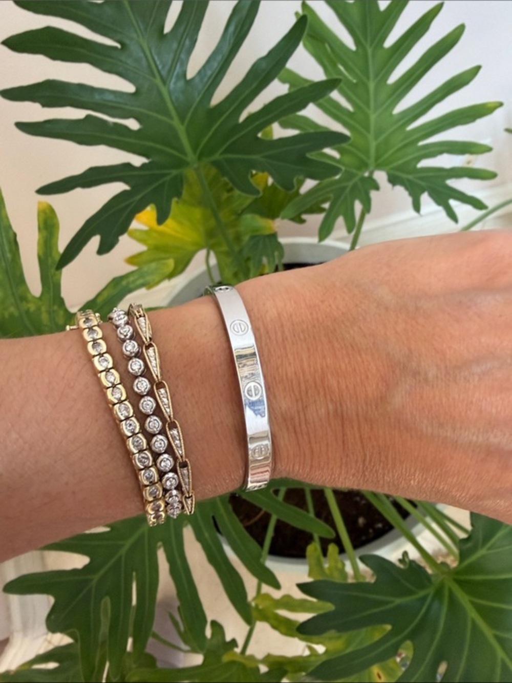 New Small white stainless Bangle
